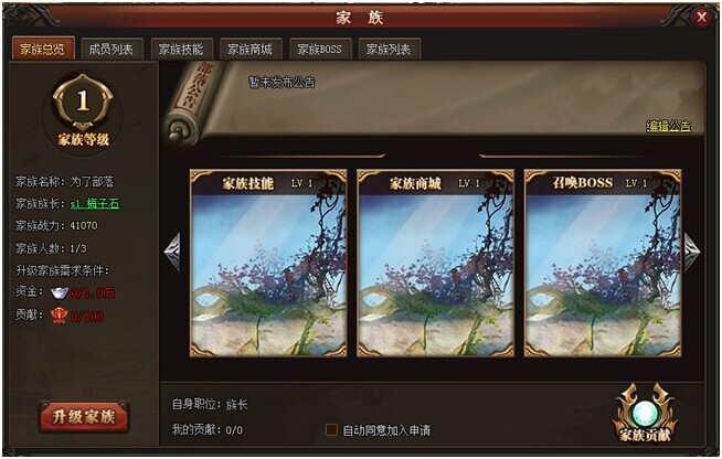 上古诸神家族系统